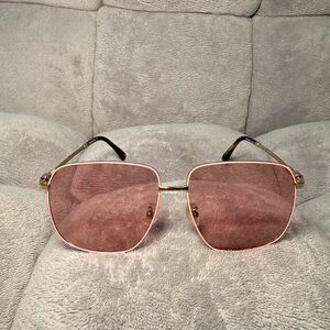 Charriol Gold Frame Sunglasses with Pink Lenses